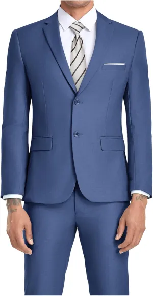 JPF Men's 2 Piece Slim Fit Suit Set, Two Button Solid Jacket Pants with Tie Suits for Men