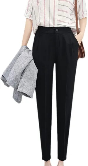 Kelsiop Spring and Autumn Ladies OL Harem Pants Breathable Summer Thin Casual Pencil Pants Suit Trousers