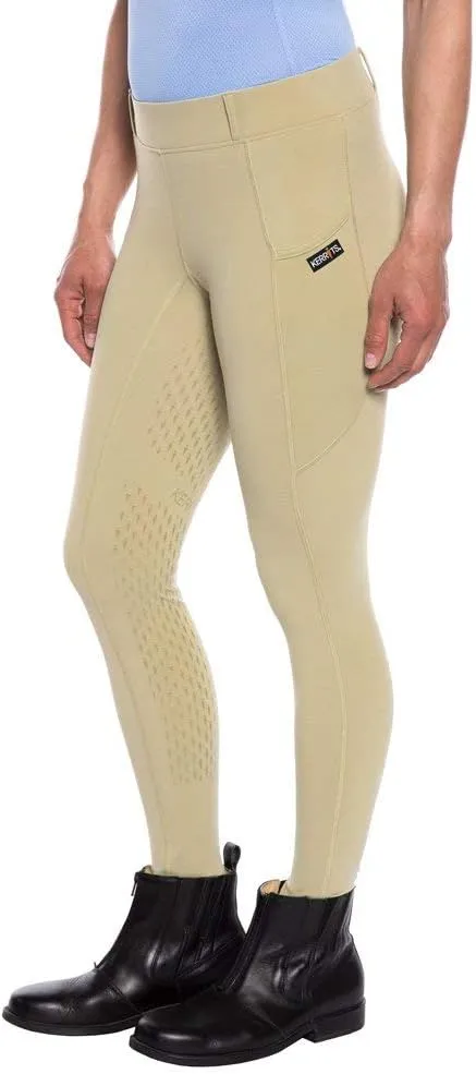 Kerrits Women's Ice Fil Full Seat Horse Riding Tights  Breathable, Cooling Equestrian Summer Tights, Pockets, Belt Loops