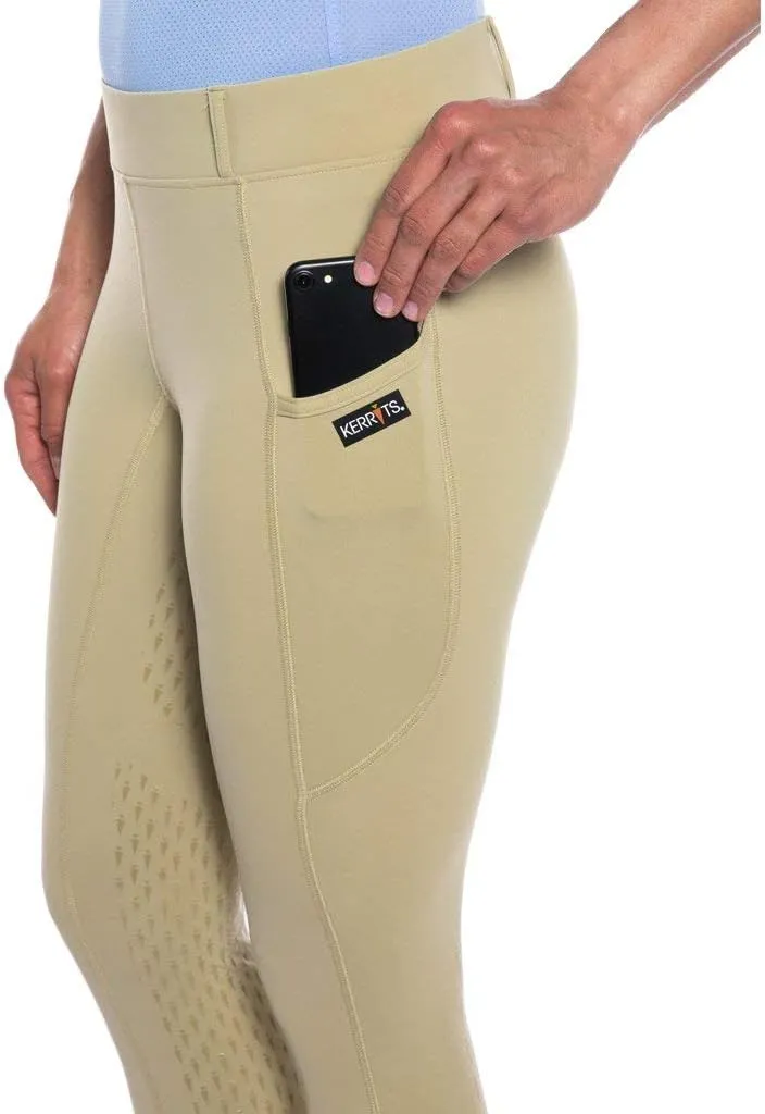 Kerrits Women's Ice Fil Full Seat Horse Riding Tights  Breathable, Cooling Equestrian Summer Tights, Pockets, Belt Loops