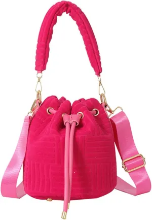Korean Simple Women's One Shoulder Messenger Drawstring Rhombic Lattice Casual Handbag Fashion Bucket Bag Women, One Color, One Size