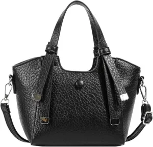 Ladies Portable Bucket Bag Commuter Shoulder Crossbody Bag(Black)