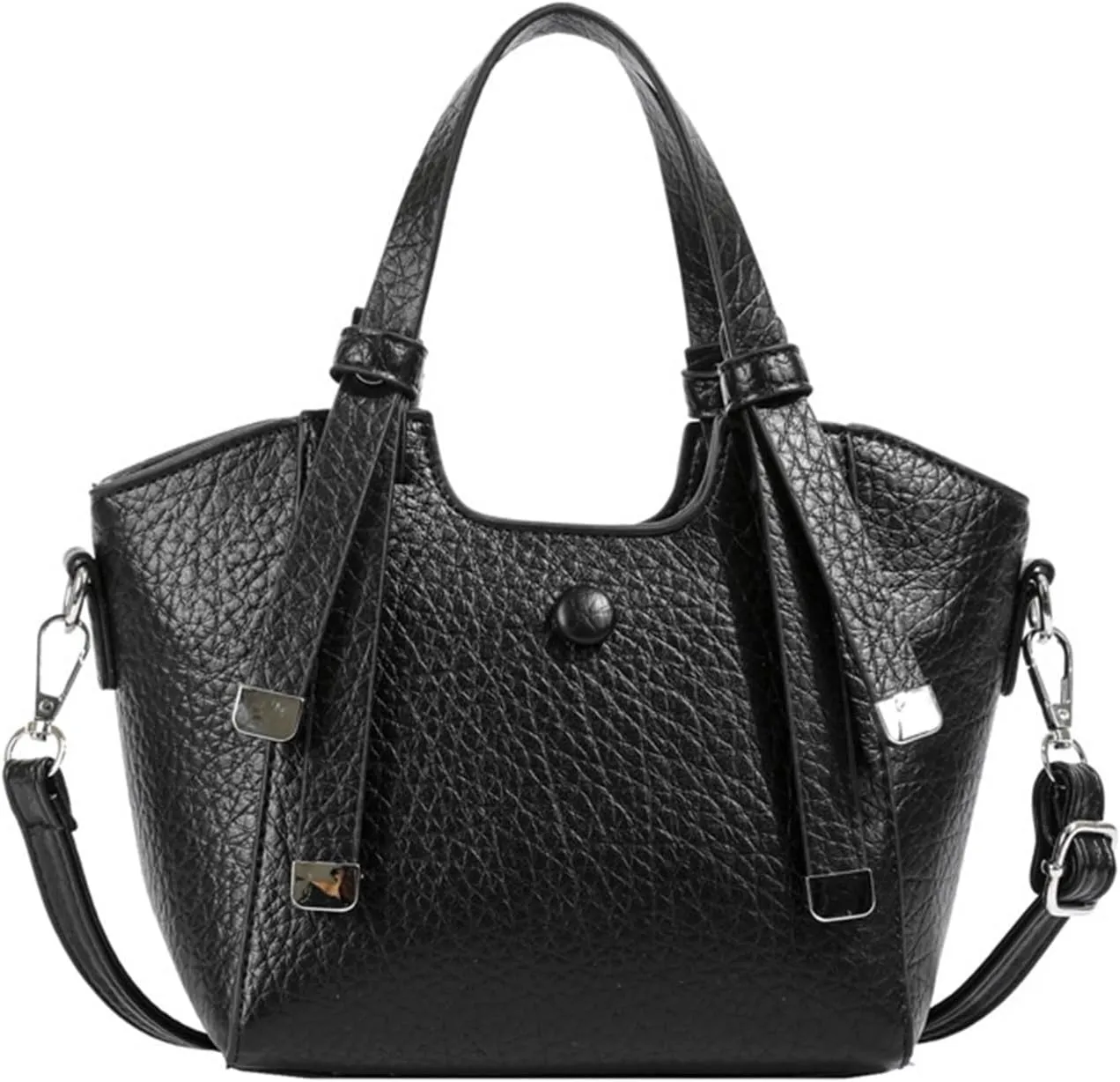 Ladies Portable Bucket Bag Commuter Shoulder Crossbody Bag(Black)