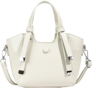 Ladies Portable Bucket Bag Commuter Shoulder Crossbody Bag(White)