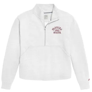 League Women's Florida State Seminoles Tri-blend Zip Pullover Fleece - Heather White