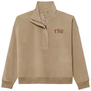 League Women's FSU Half-zip Corded Fleece - Khaki