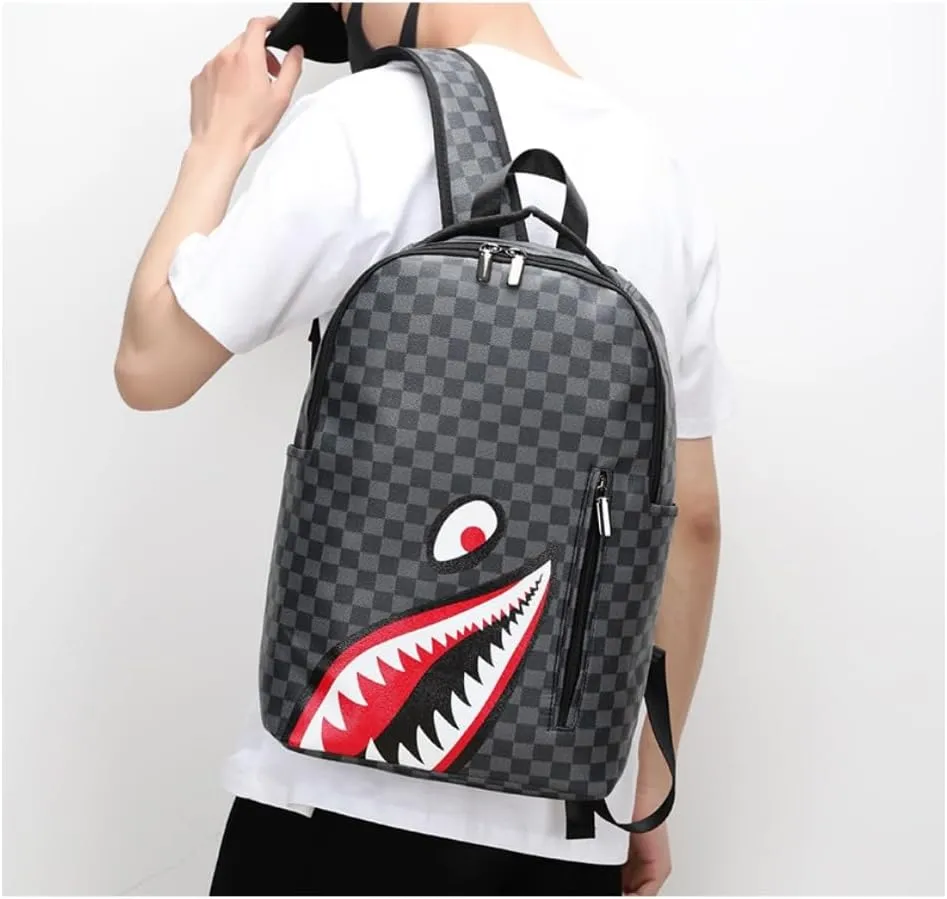 Leisure Shark Backpack Business Large Capacity Men's Campus Outward Travel Bag (B2,Large)