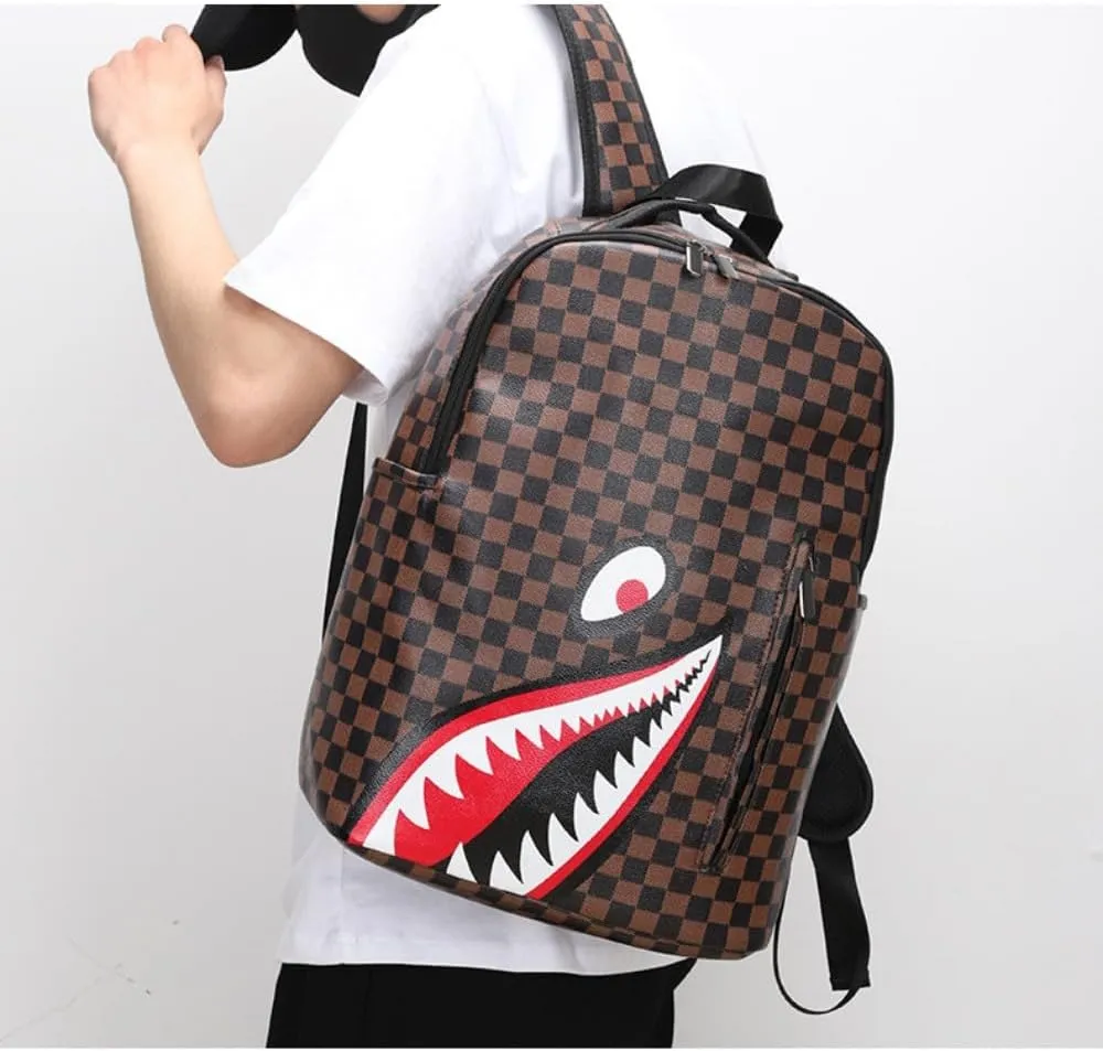 Leisure Shark Backpack Business Large Capacity Men's Campus Outward Travel Bag (B2,Large)