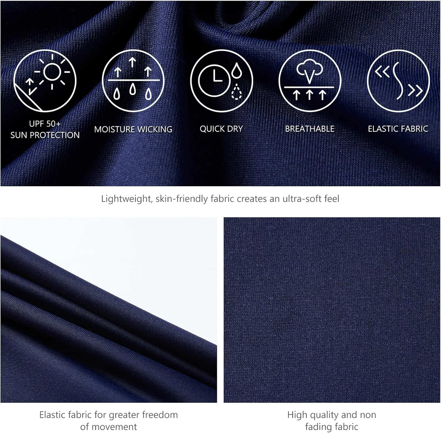 Lightbare Womens 3/4 Sleeve Dress with Pockets UPF 50  Casual Sun Dress Breathable Quick Dry for Beach Hiking Outdoors Party