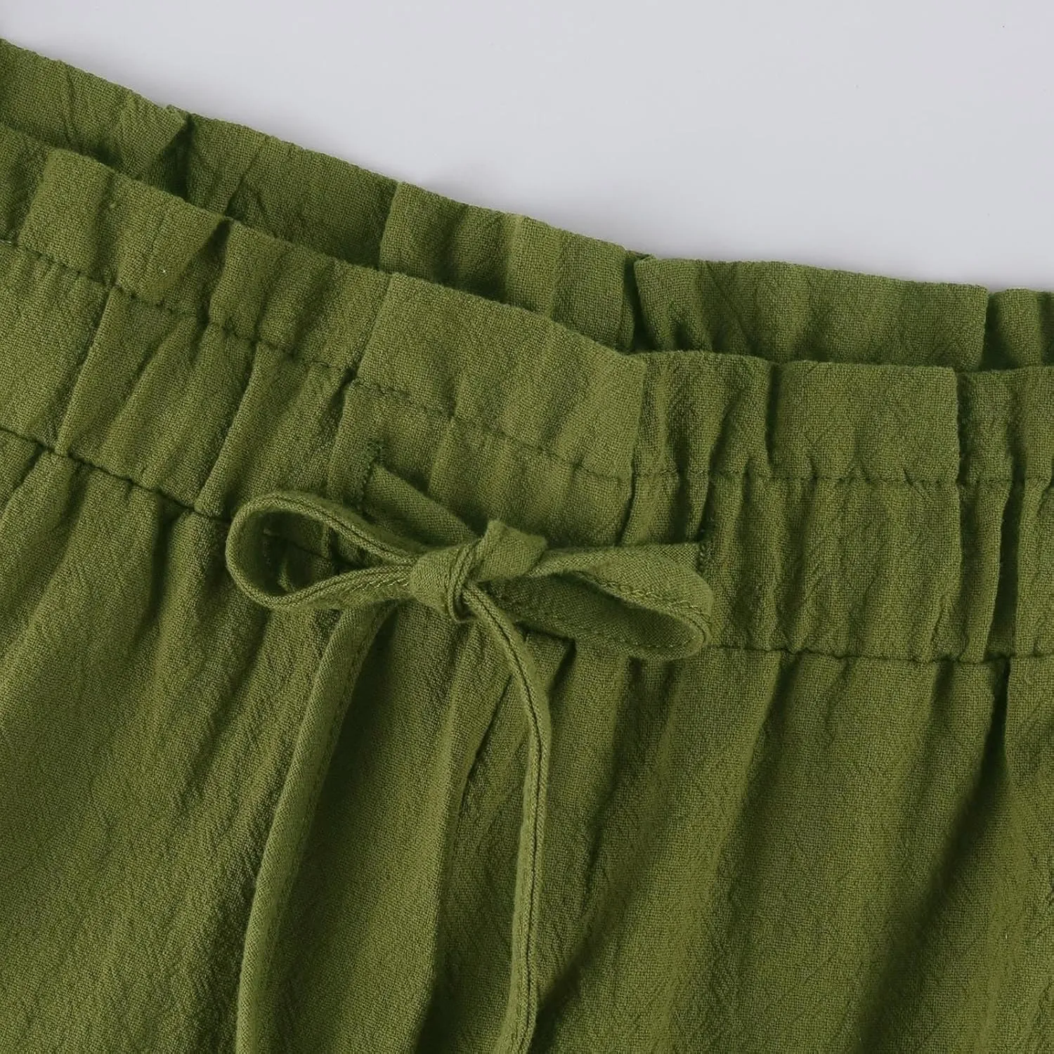 Linen Pants for Women 2025 Summer High Waist Elastic Straight Leg Lounge Palazzo Pant Lightweight Beach Trousers