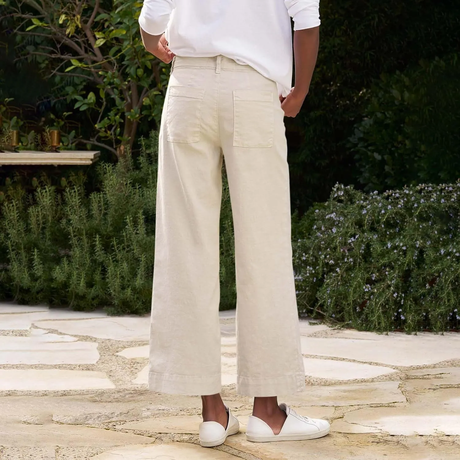 Linen Pants for Women, Peasant Pants Casual Linen Clothes Straight Leg Cotton
