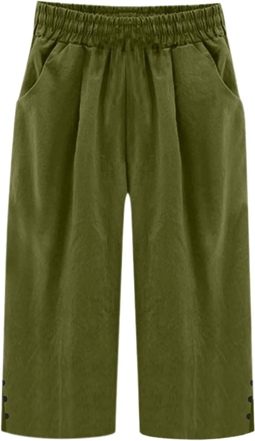 Linen Pants Women Cropped Loose High Waisted Lightweight Spring Summer Pants Palazzo Trousers Beach Travel Vacation Outfits