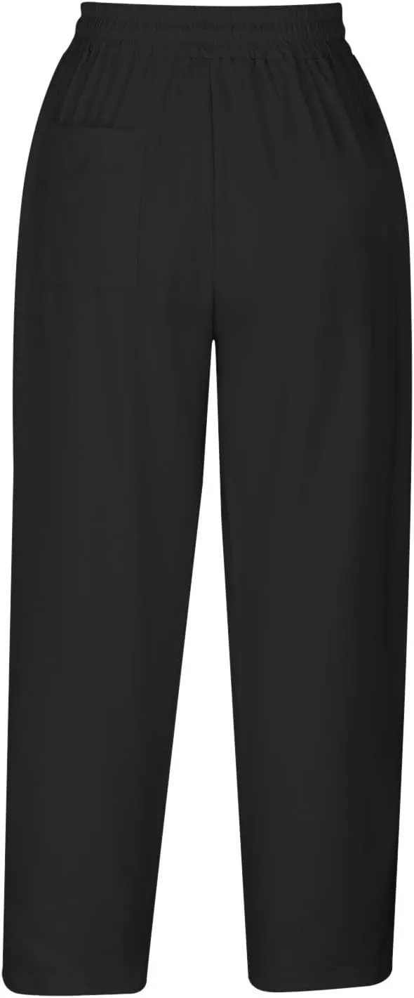 Linen Pants Women High Waisted Straight Leg Cropped Capri Pants Summer Lounge Work Pants Beach Pants Trousers 2025