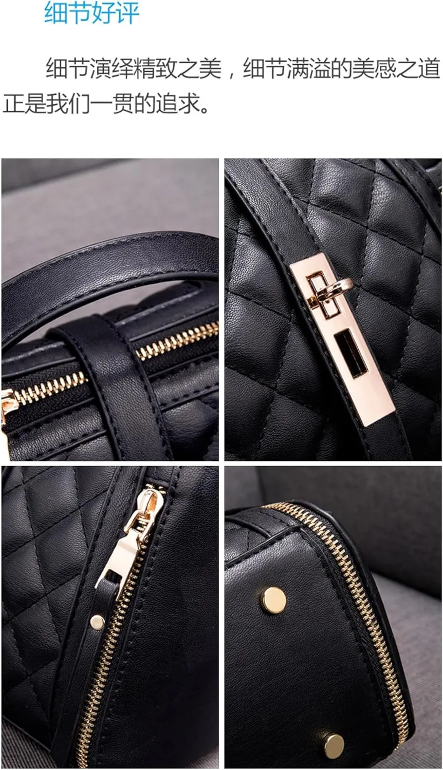 Lingge Bag Women's Cross-Body Bucket Women's Bag Leather Small Black Bag