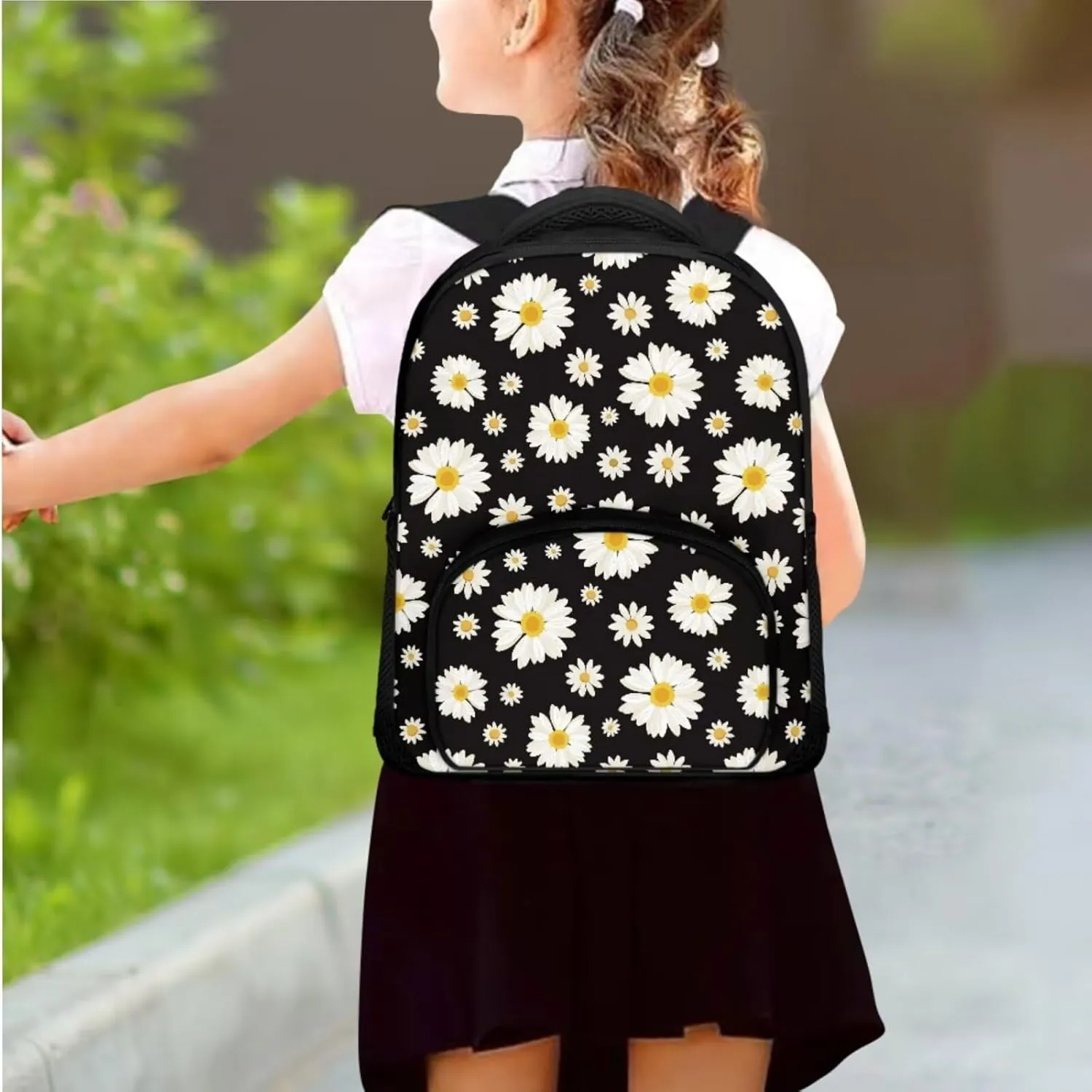 Little Daisy School Backpack for High School Backpack for Teens 3Pcs School Bag Set Breathable Bento Box Lunch Bag for Kids Women School Bags for Girls with Lunch Bag Pencil Box