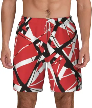 Mans Shorts Bathing for Van.1986 Halen Beach Pants,Beach Board Shorts Surf Quick Dry Breathable with Pocket Mesh Lining for Party White