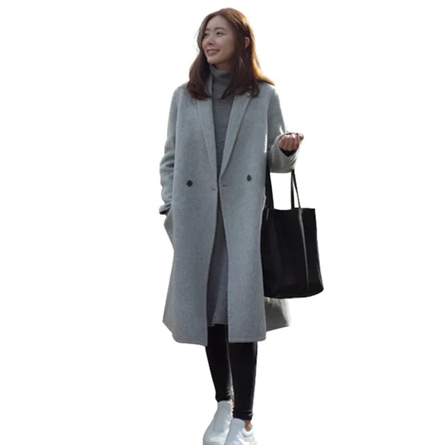 MCCKLE Women Autumn Winter Coats Jackets warm Cotton Padded wool blends solid Oversized High Quality Long Coat Manteau Femme