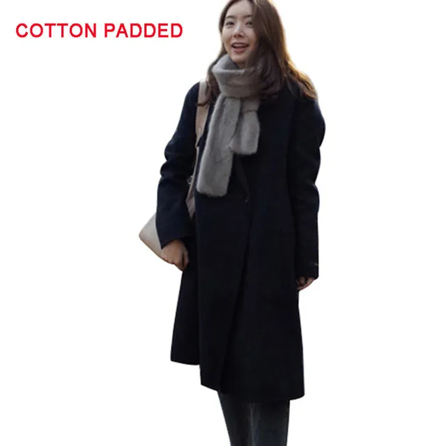 MCCKLE Women Autumn Winter Coats Jackets warm Cotton Padded wool blends solid Oversized High Quality Long Coat Manteau Femme