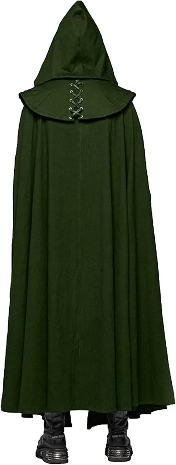 Medieval Cape with Hood for Women Plus Size Maxi Unisex Full Length Hooded Robe Cosplay Halloween Witch Cloak