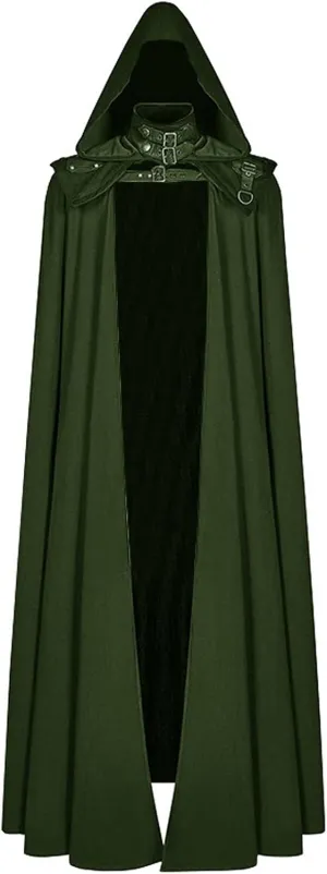 Medieval Cape with Hood for Women Plus Size Maxi Unisex Full Length Hooded Robe Cosplay Halloween Witch Cloak
