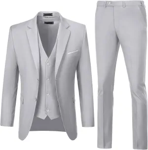 Men Suits 3 Pieces Set Slim Fit Wedding Suit Groomsmen Prom Suit Tuxedo Business Formal Casual Groom Suit Jacket Blazer Pants