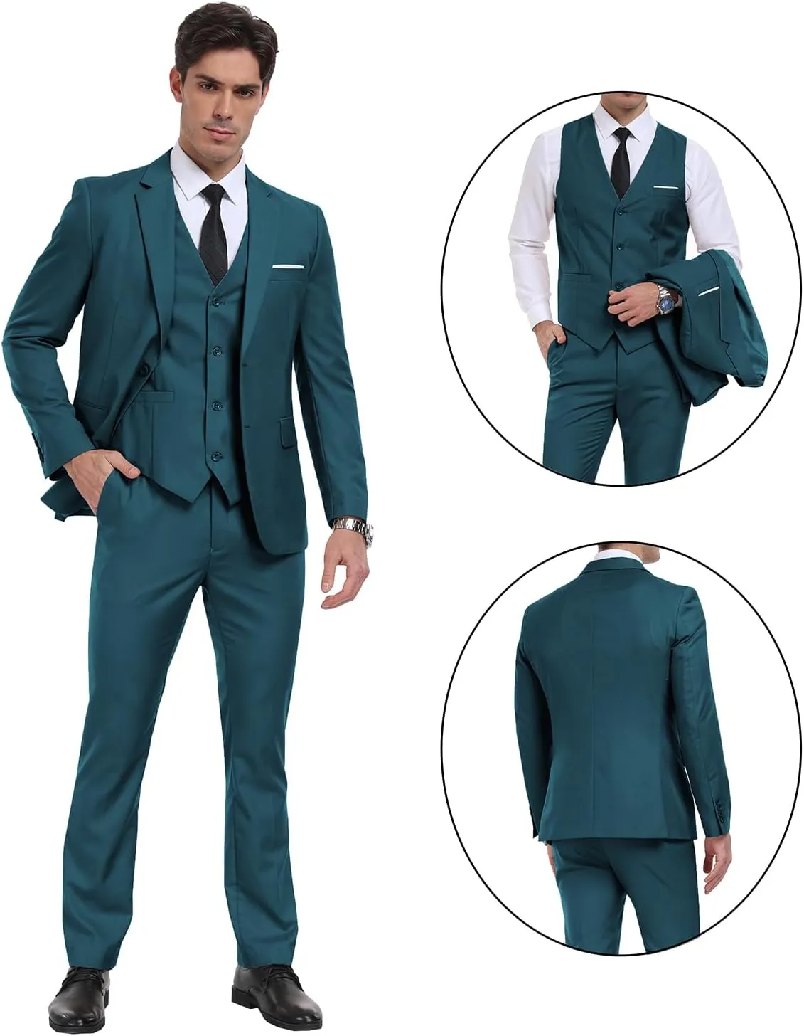 Men Suits 3 Pieces Set Slim Fit Wedding Suit Groomsmen Prom Suit Tuxedo Business Formal Casual Groom Suit Jacket Blazer Pants