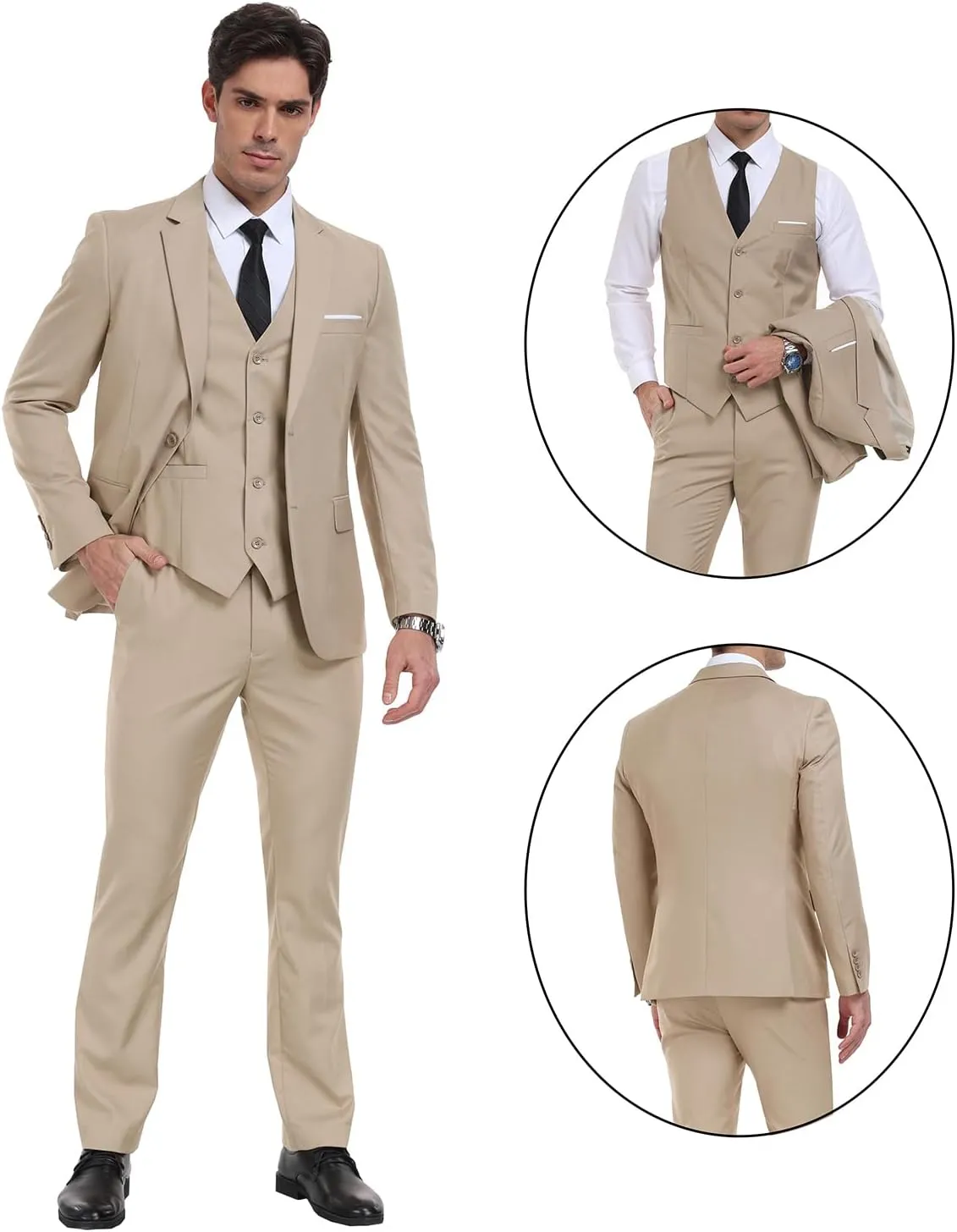 Men Suits 3 Pieces Set Slim Fit Wedding Suit Groomsmen Prom Suit Tuxedo Business Formal Casual Groom Suit Jacket Blazer Pants