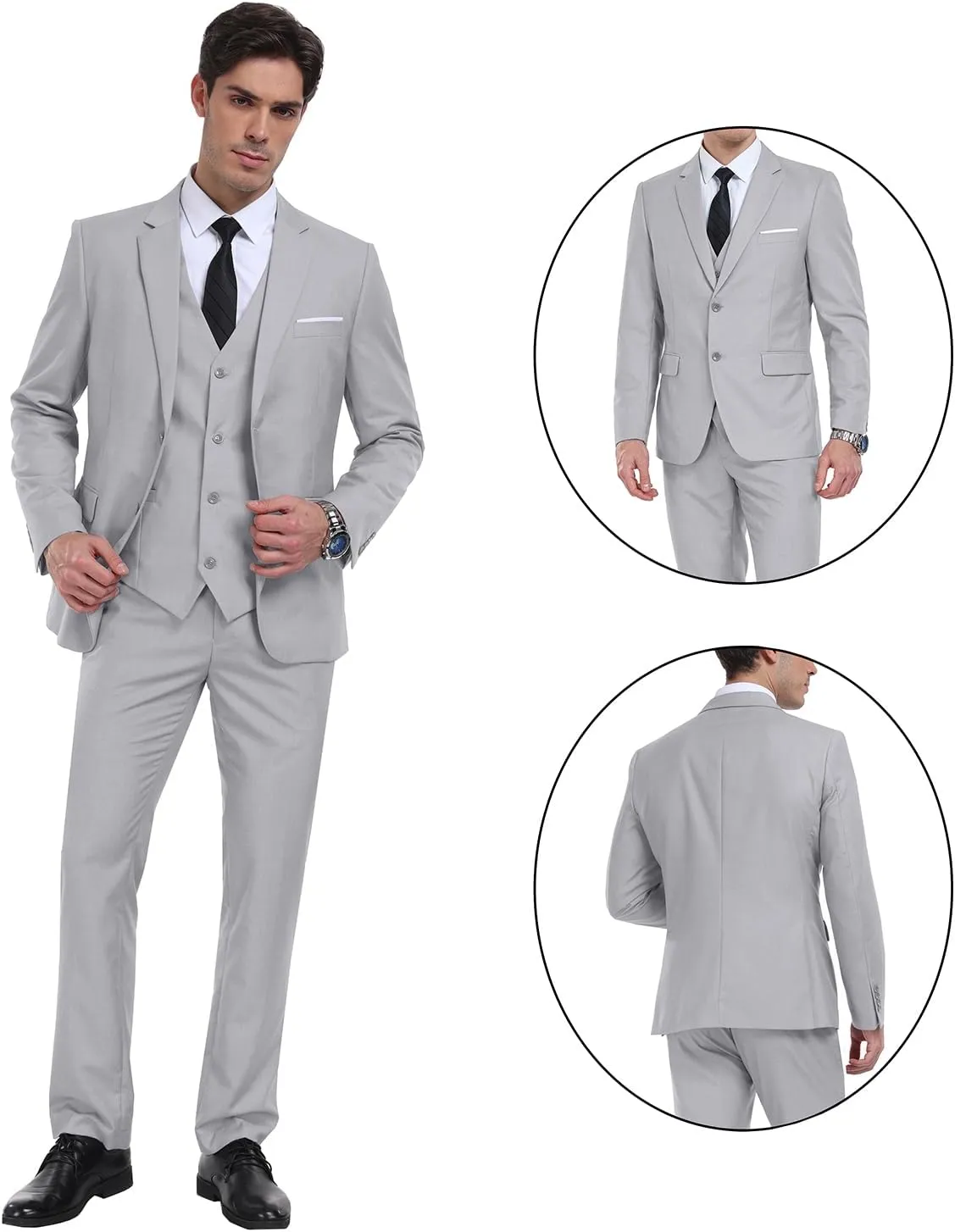 Men Suits 3 Pieces Set Slim Fit Wedding Suit Groomsmen Prom Suit Tuxedo Business Formal Casual Groom Suit Jacket Blazer Pants