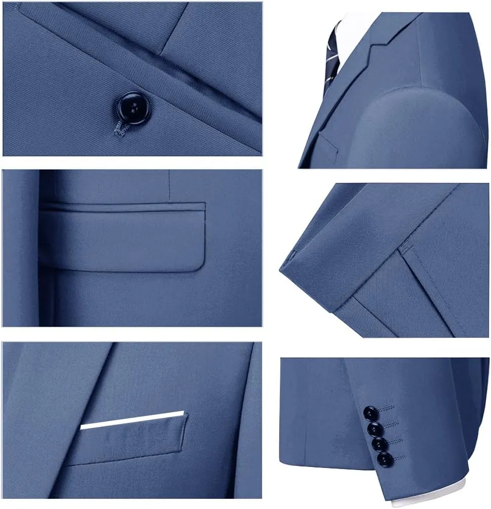 Men Suits 3 Pieces Set Slim Fit Wedding Suit Groomsmen Prom Suit Tuxedo Business Formal Casual Groom Suit Jacket Blazer Pants