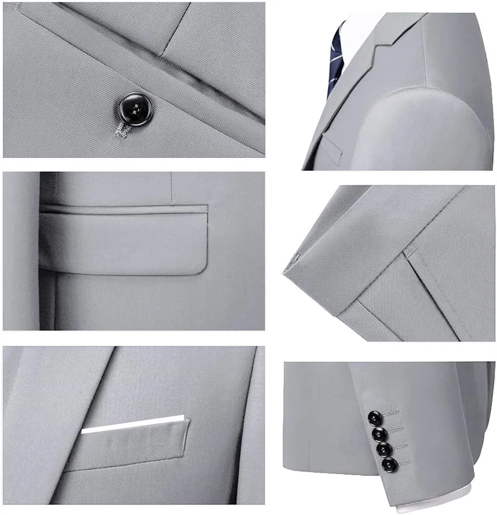 Men Suits 3 Pieces Set Slim Fit Wedding Suit Groomsmen Prom Suit Tuxedo Business Formal Casual Groom Suit Jacket Blazer Pants