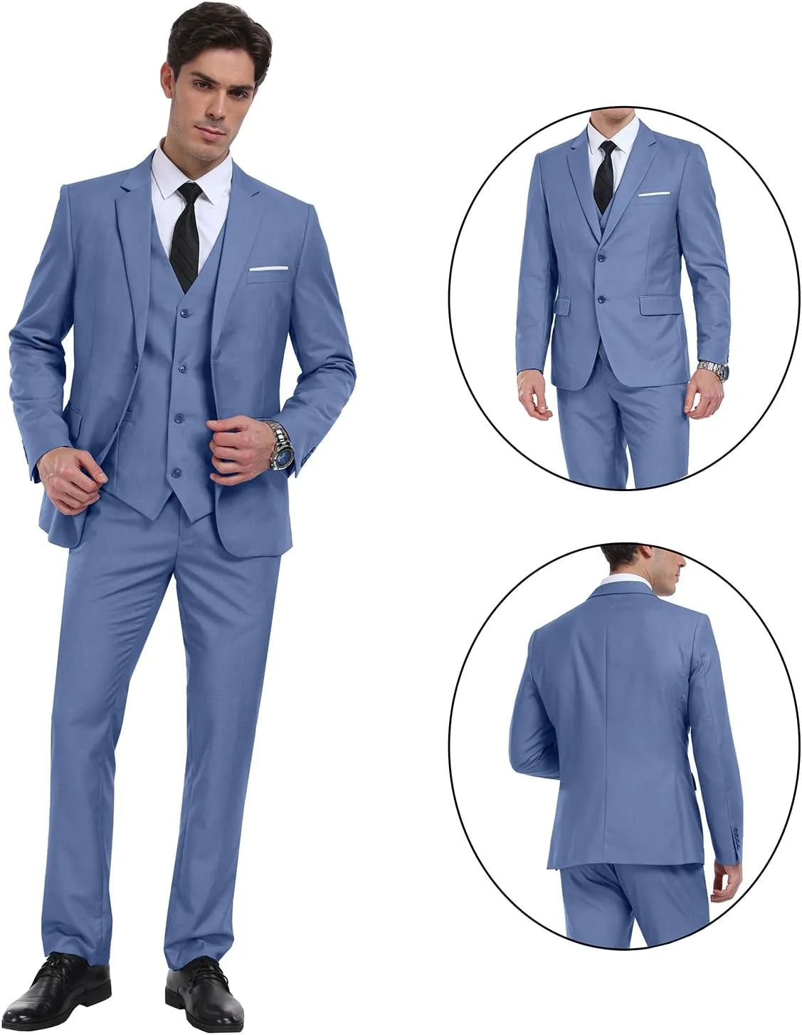 Men Suits 3 Pieces Set Slim Fit Wedding Suit Groomsmen Prom Suit Tuxedo Business Formal Casual Groom Suit Jacket Blazer Pants