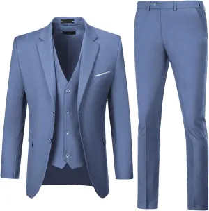 Men Suits 3 Pieces Set Slim Fit Wedding Suit Groomsmen Prom Suit Tuxedo Business Formal Casual Groom Suit Jacket Blazer Pants