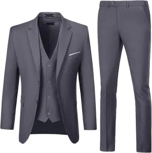Men Suits 3 Pieces Set Slim Fit Wedding Suit Groomsmen Prom Suit Tuxedo Business Formal Casual Groom Suit Jacket Blazer Pants