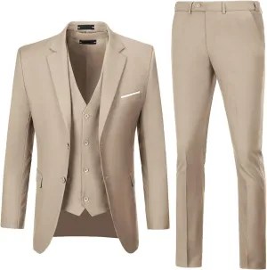 Men Suits 3 Pieces Set Slim Fit Wedding Suit Groomsmen Prom Suit Tuxedo Business Formal Casual Groom Suit Jacket Blazer Pants