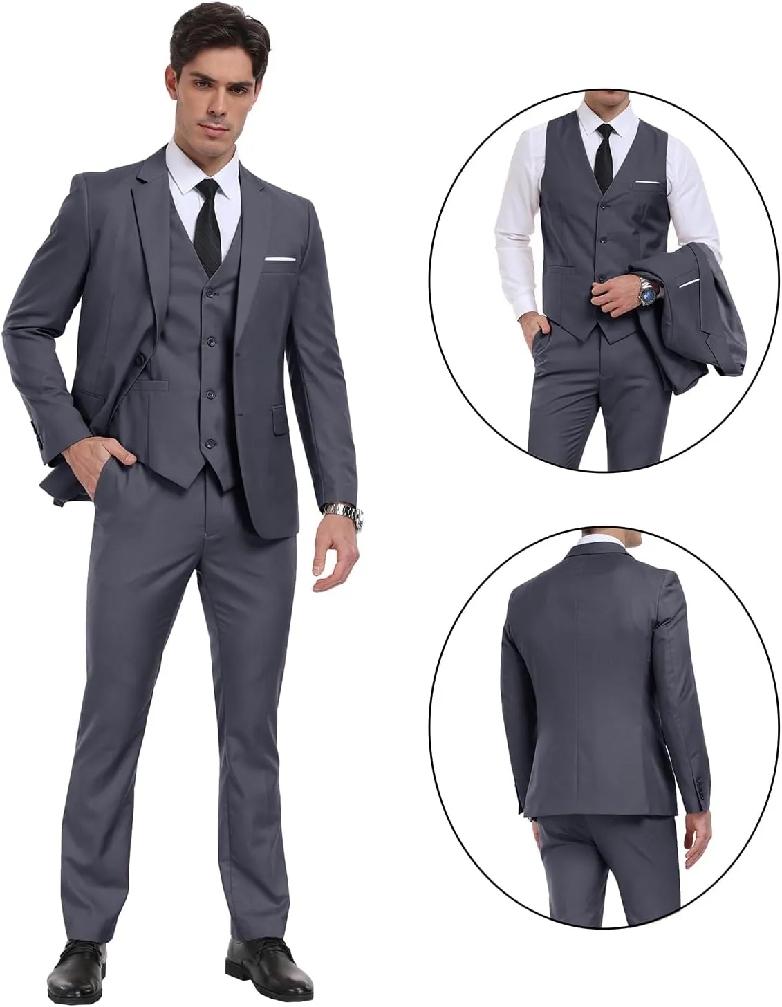 Men Suits 3 Pieces Set Slim Fit Wedding Suit Groomsmen Prom Suit Tuxedo Business Formal Casual Groom Suit Jacket Blazer Pants