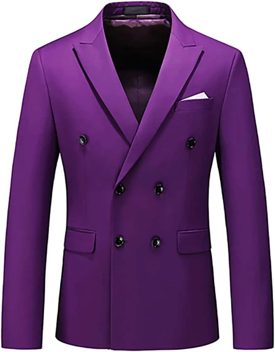 Men's 3 Piece Suit Slim Fit Double Breasted Tuxedo Formal Blazer Pants Vest Suit Set for Wedding Casual Business