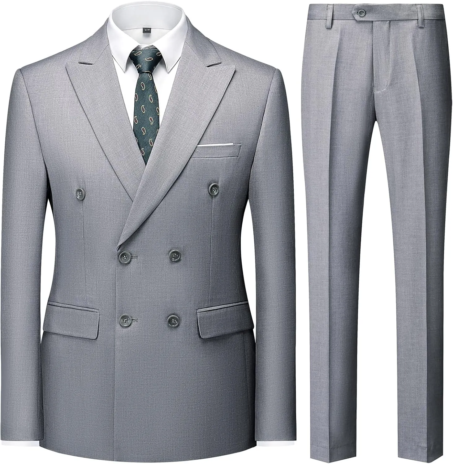 Men's 3 Piece Suit Slim Fit Double Breasted Tuxedo Formal Blazer Pants Vest Suit Set for Wedding Casual Business