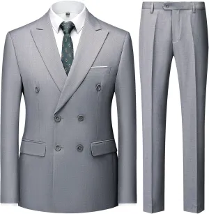 Men's 3 Piece Suit Slim Fit Double Breasted Tuxedo Formal Blazer Pants Vest Suit Set for Wedding Casual Business
