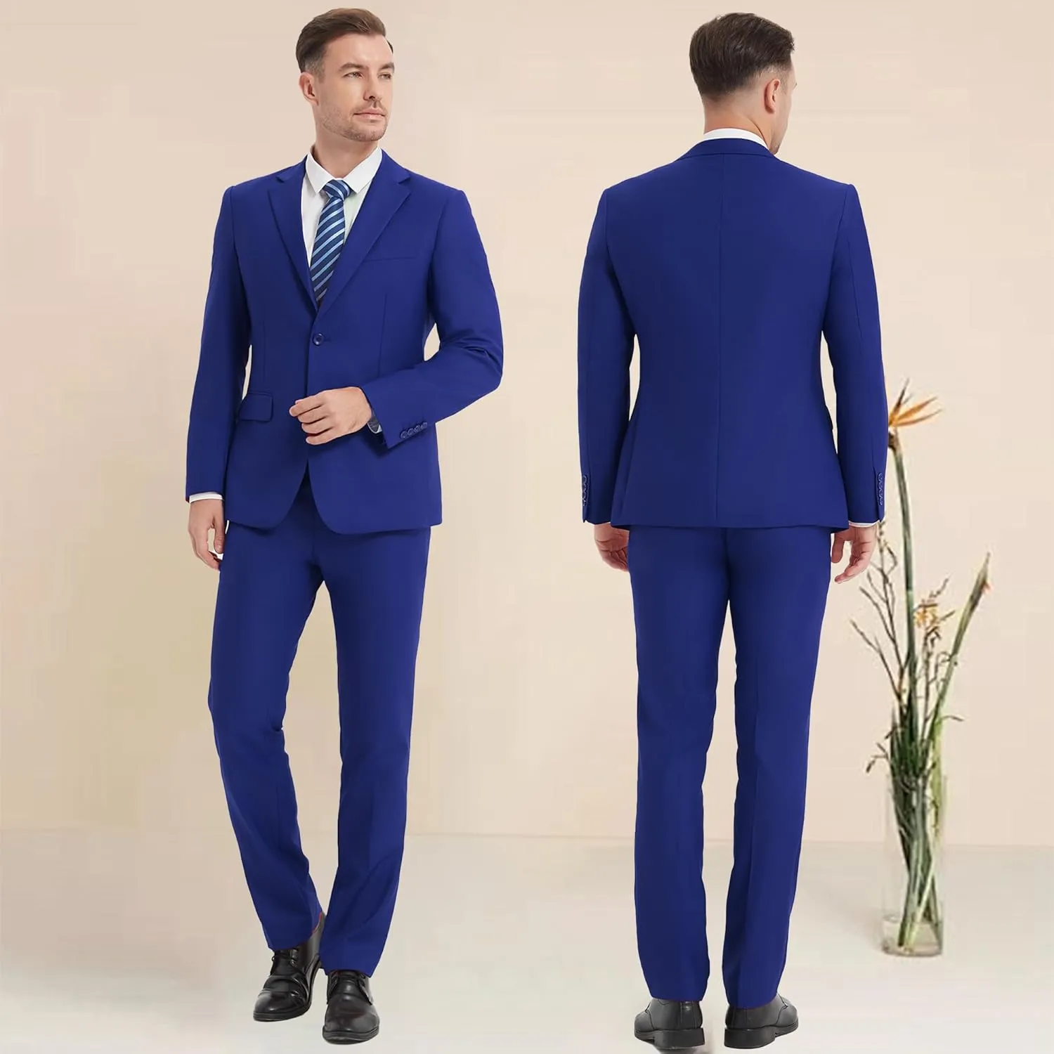 Men's 3 Pieces Slim Fit Suit One Button Notch Lapel Jacket Vest Pants Set Solid Wedding Business Tuxedo Suits