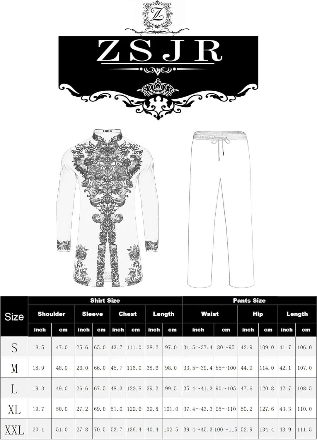 Mens African 2 Piece Set Zipper Nigerian Dashiki Metallic Shirt and Pants Outfit Gold Stamp Printed Long Traditional Suit