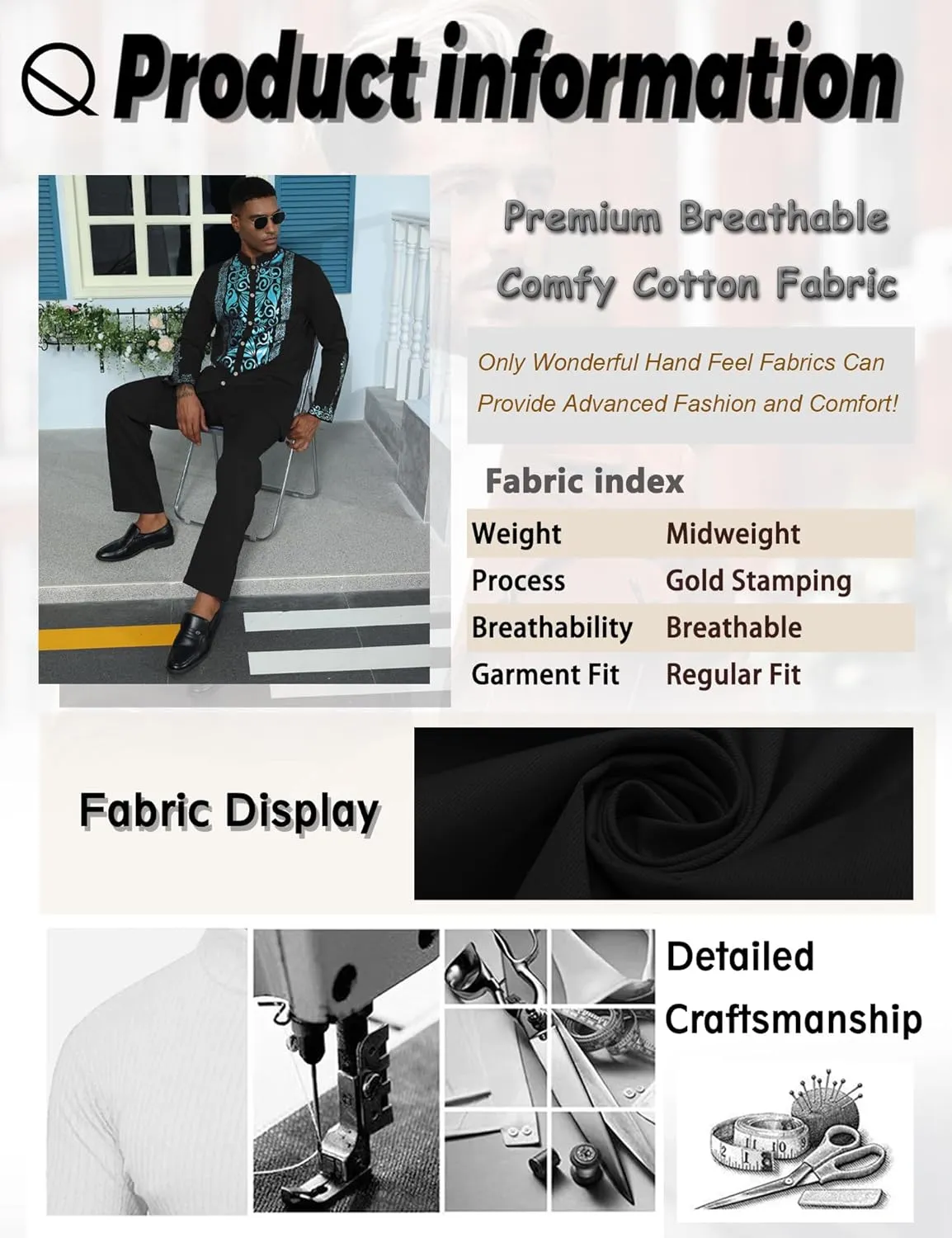 Mens African 2 Piece Sets Dashiki Metallic Traditional Suit Gold Stamp Printed Shirt and Pants Outfit