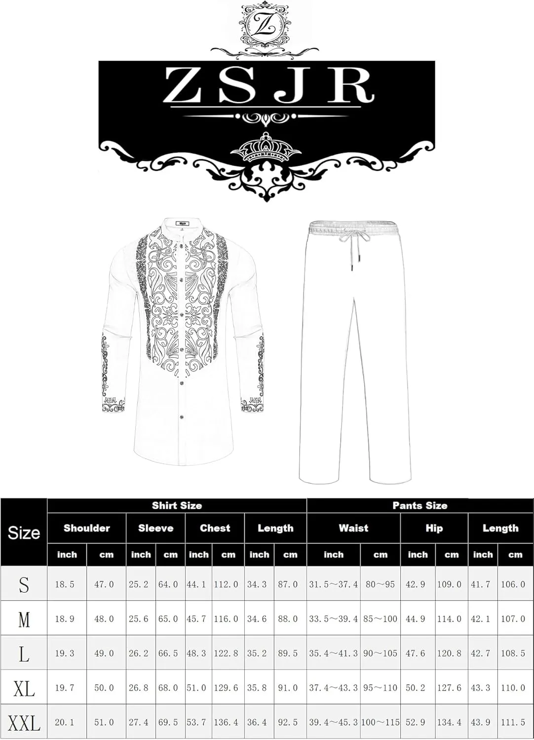 Mens African 2 Piece Sets Dashiki Metallic Traditional Suit Gold Stamp Printed Shirt and Pants Outfit