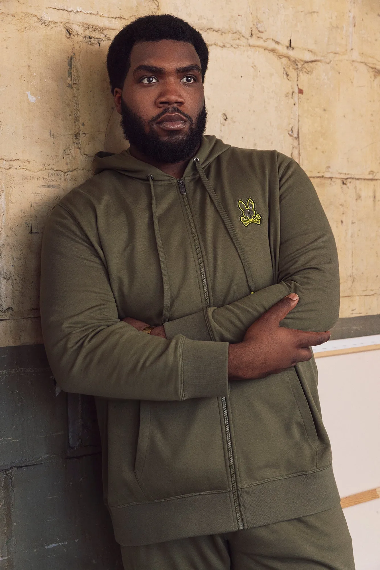 MENS BIG AND TALL WAVERLY BUNNY LOGO ZIP HOODIE - B9H752U1FT