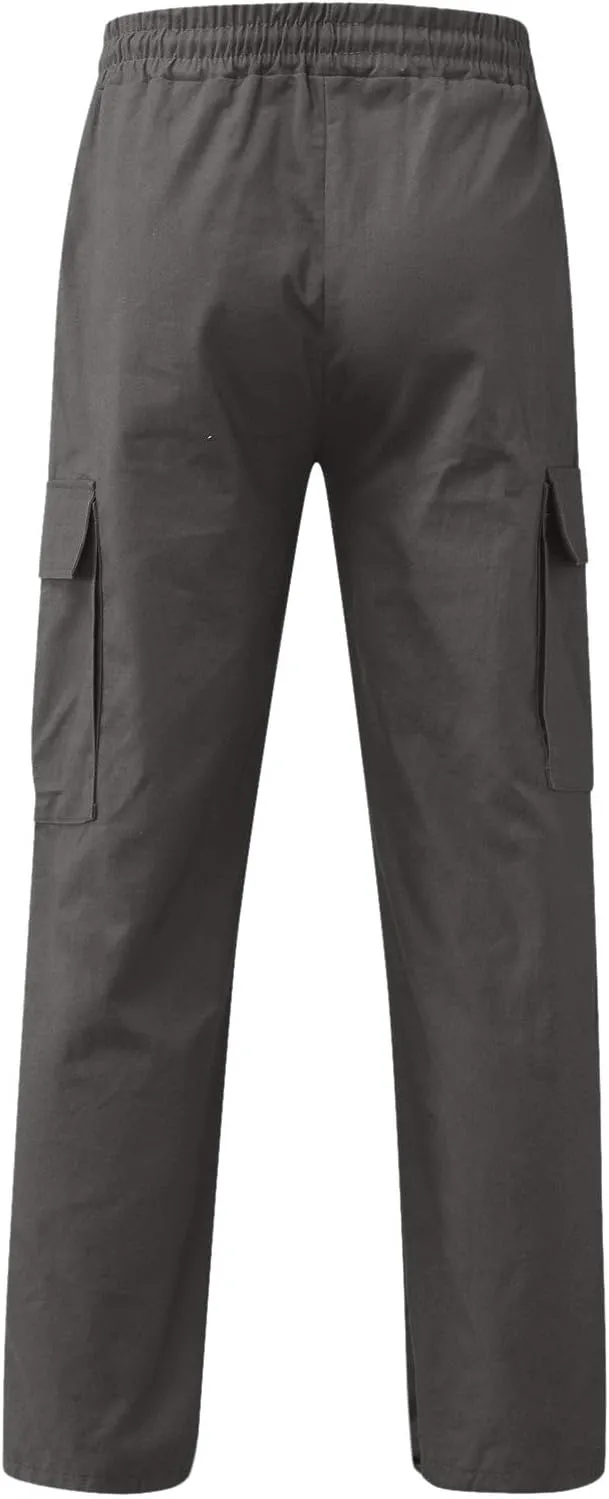 Men's Cargo Pants Solid Color Summer Lightweight Trousers Lounge Loose Fit Overalls House Outdoor Hiking Joggers