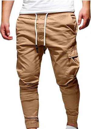 Mens Casual Joggers Pants Slim Fit Stretch Drawstring Cargo Pants Hiking Outdoor Track Jogging Sweatpants