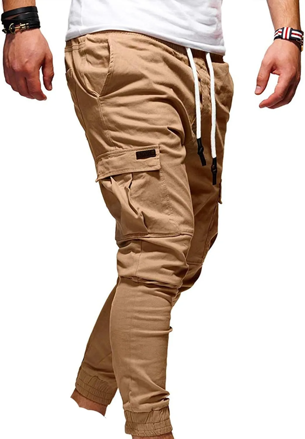 Mens Casual Joggers Pants Slim Fit Stretch Drawstring Cargo Pants Hiking Outdoor Track Jogging Sweatpants