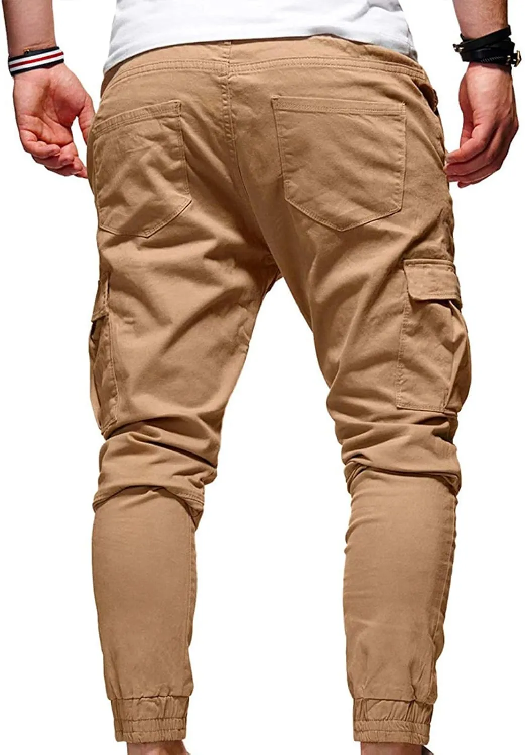 Mens Casual Joggers Pants Slim Fit Stretch Drawstring Cargo Pants Hiking Outdoor Track Jogging Sweatpants