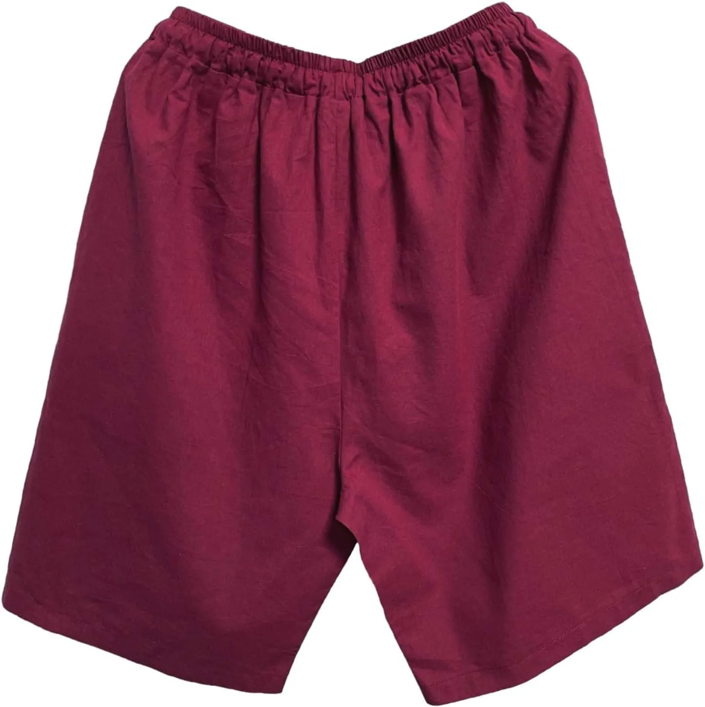 Men's Cotton Linen Shorts with Pockets Solid Color Wide Leg Drawstring Five Pants Lightweight Breathable Summer Basic Capris