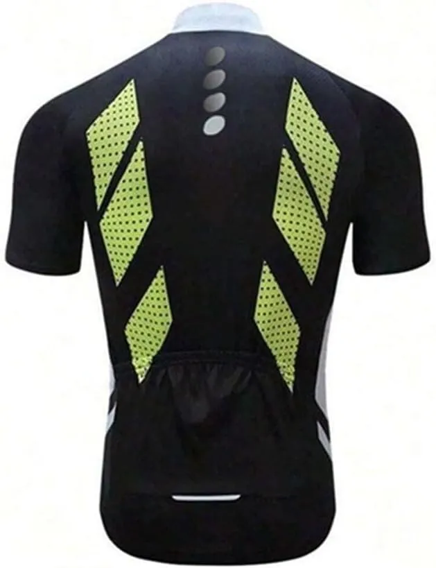 Men's Cycling Bike Jersey Short Sleeve with 3 Rear Pockets Moisture Wicking Breathable Quick Dry Biking Shirt