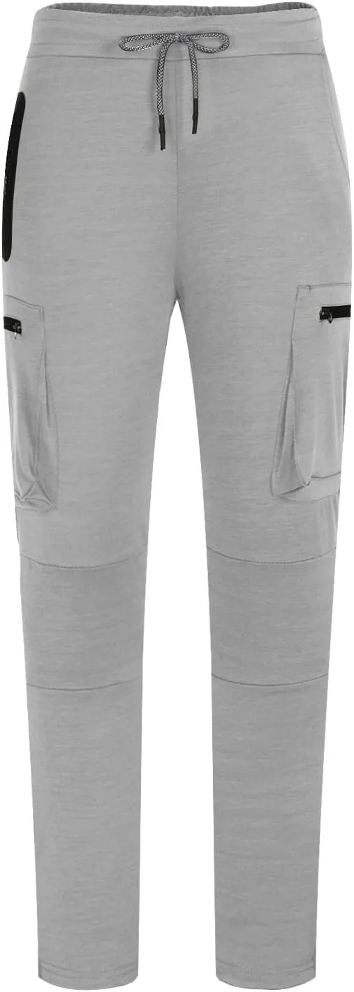 Men's Elastic Waist Hiking Pants Lightweight Outdoor Sweatpants with Zipper Pockets Casual Slim Fit Athletic Joggers